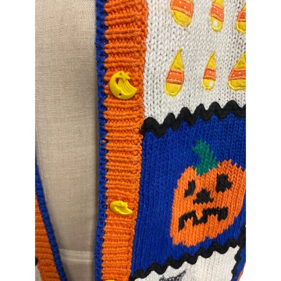Belle Pointe Vintage Fall Autumn Cardigan Sweater With Pumpkin & Cat Whimsical - Picture 5 of 8